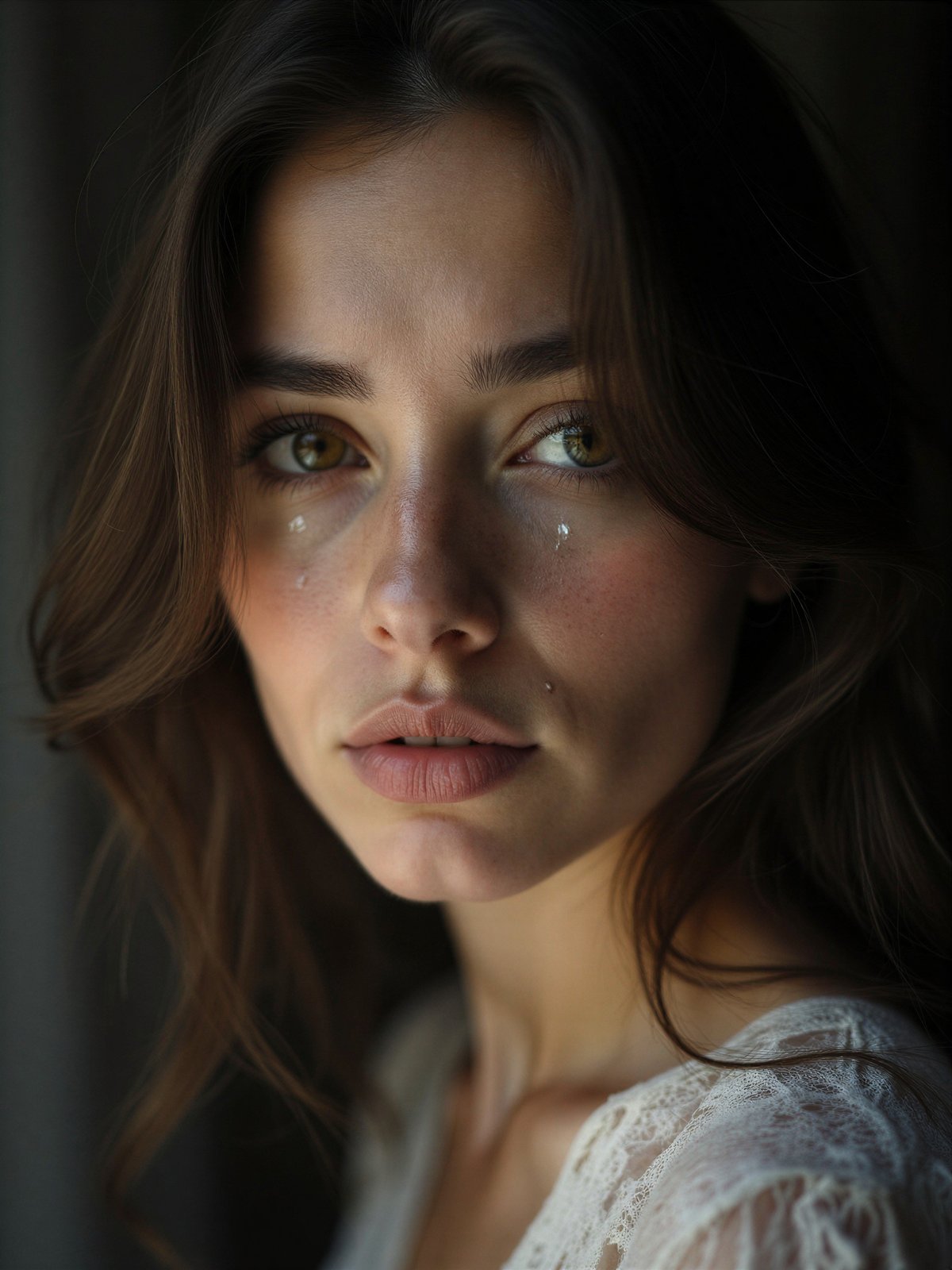 Płacząca Kobieta Łzy Smutek Emocje Portret Wzruszający