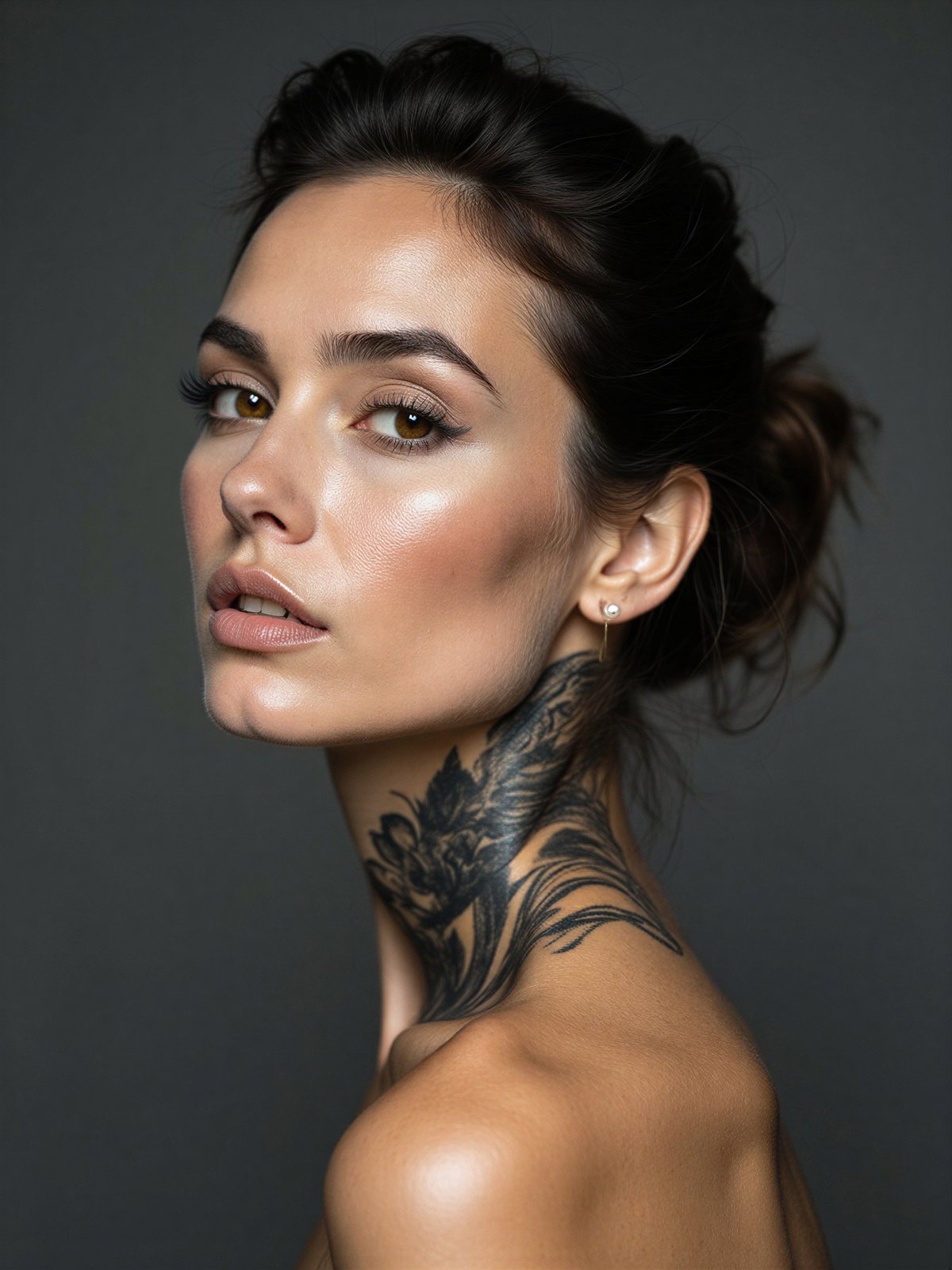 Tatuaż Na Szyi Kobieta Szyi Artystyczny Wzór Dziewczyna