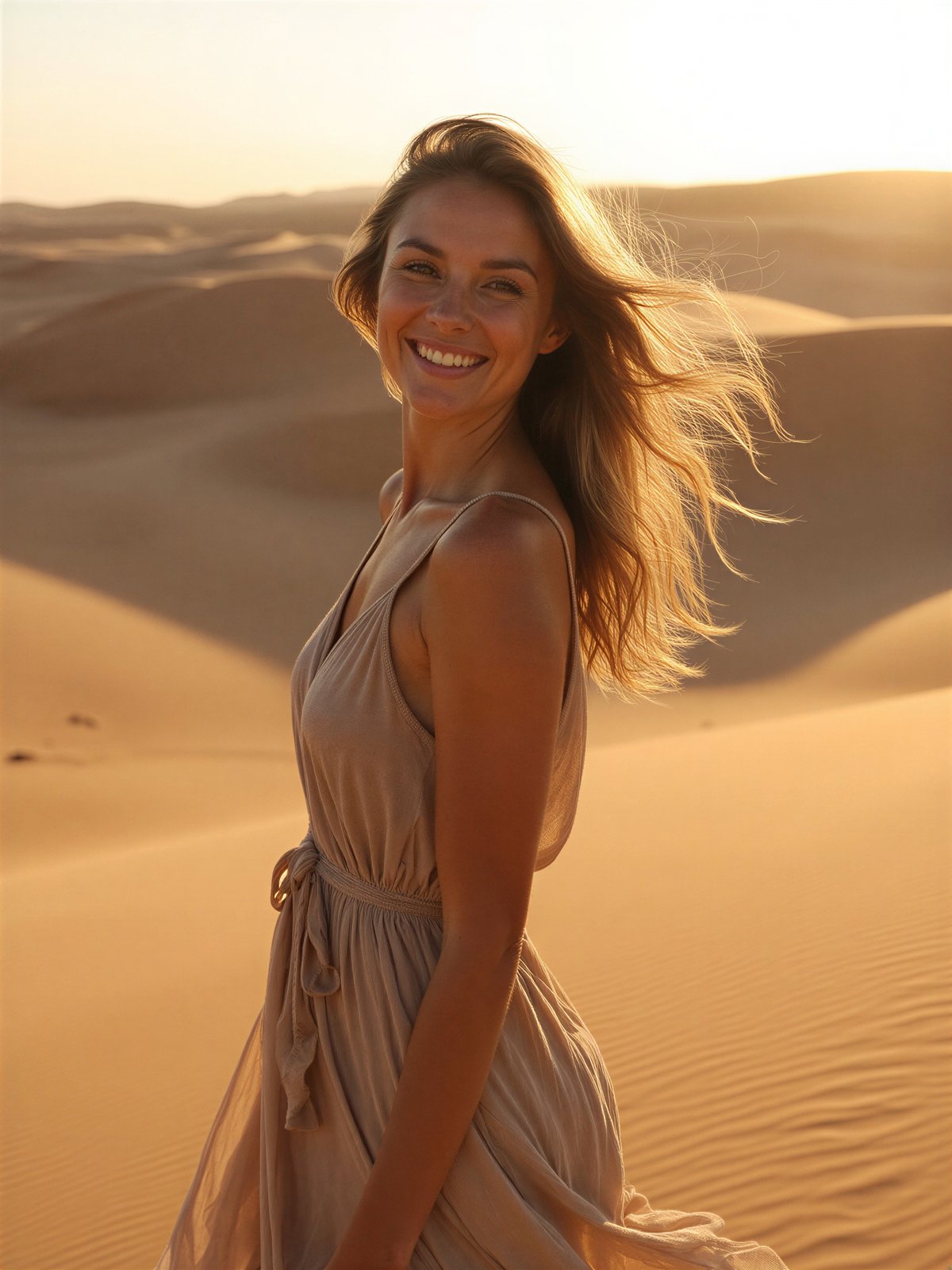 Kobieta Z Wydm Pustynia Podróże Egzotyczna Dziewczyna Krajobraz