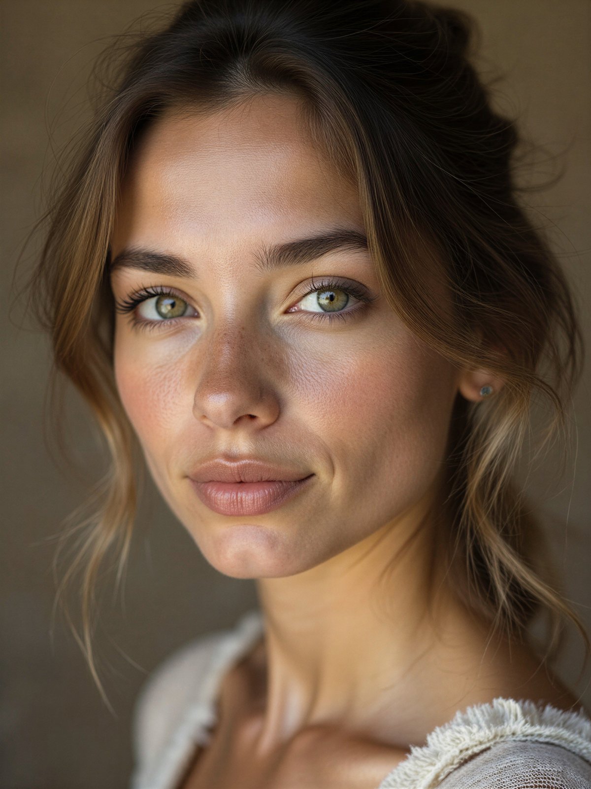 Kobieta Bez Makijażu Naturalna Twarz Autentyczna Portret Dziewczyna