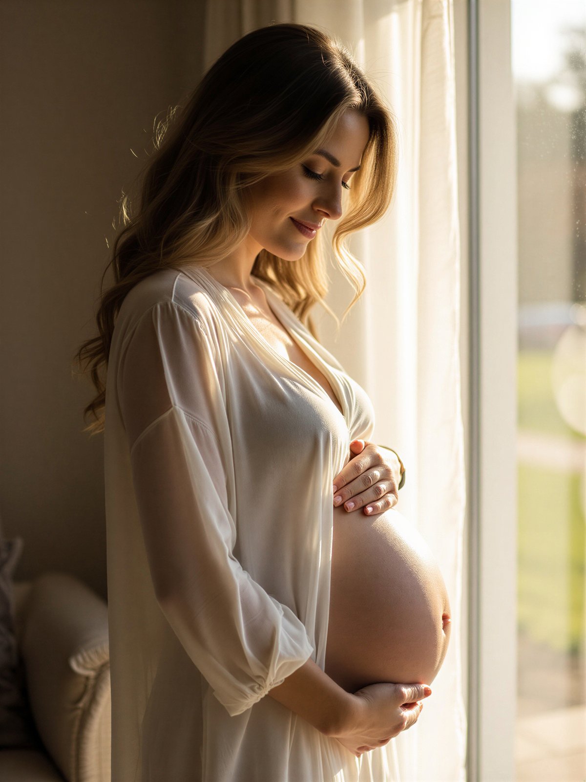 Kobieta W Ciąży Brzuszek Naturalne Piękne Zdjęcia Ciążowe