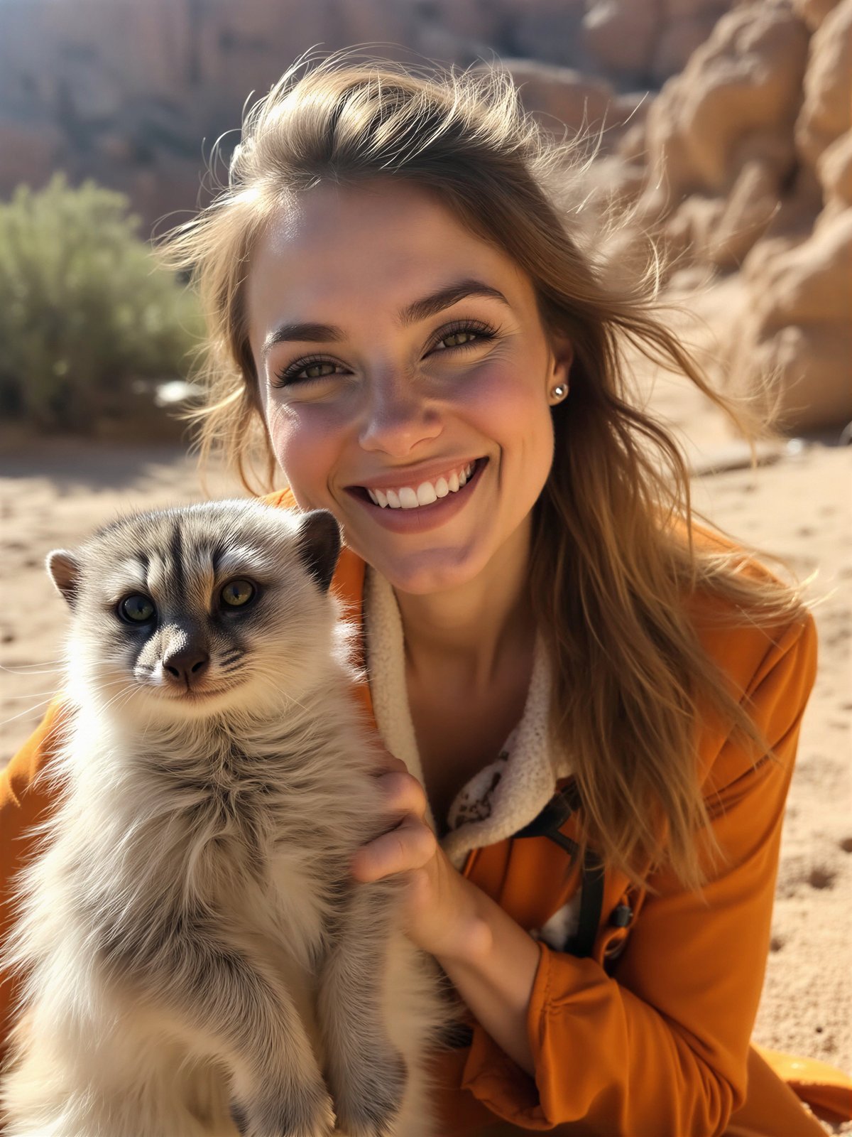 Surykatka Kobieta Zabawna Mała Zwierzę Porównanie Humorystyczne