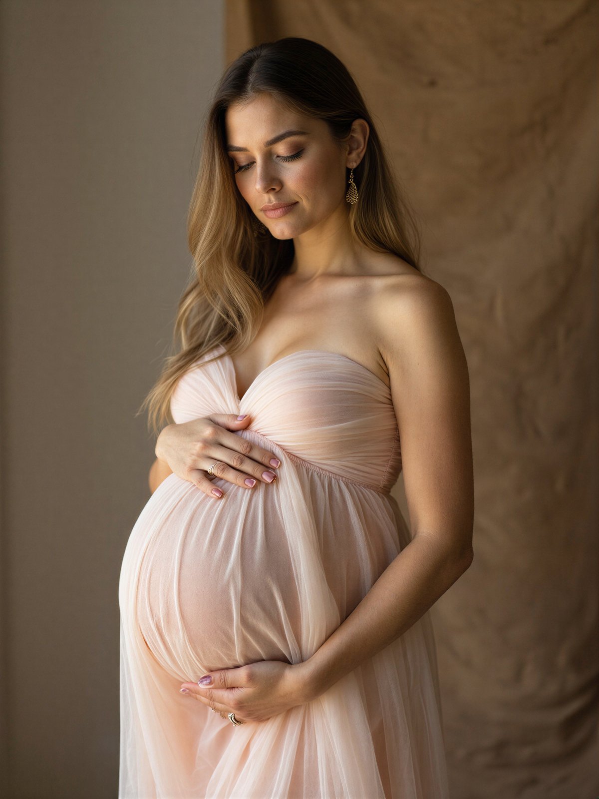 Ciężarna Kobieta W Ciąży Brzuszek Oczekująca Dziecka Portret