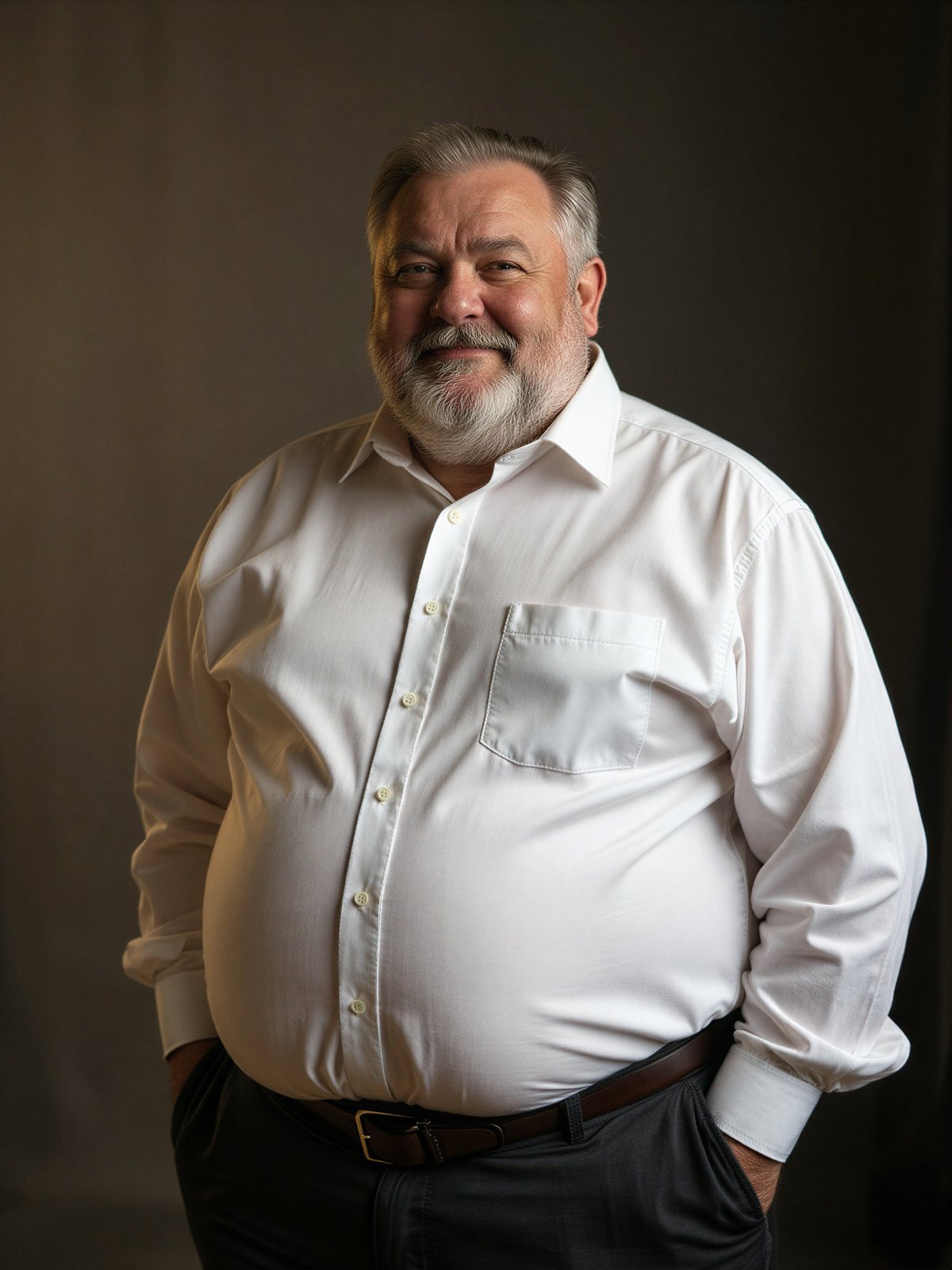 Gruby Mężczyzna Duży Korpulentny Szczery Naturalny Portret