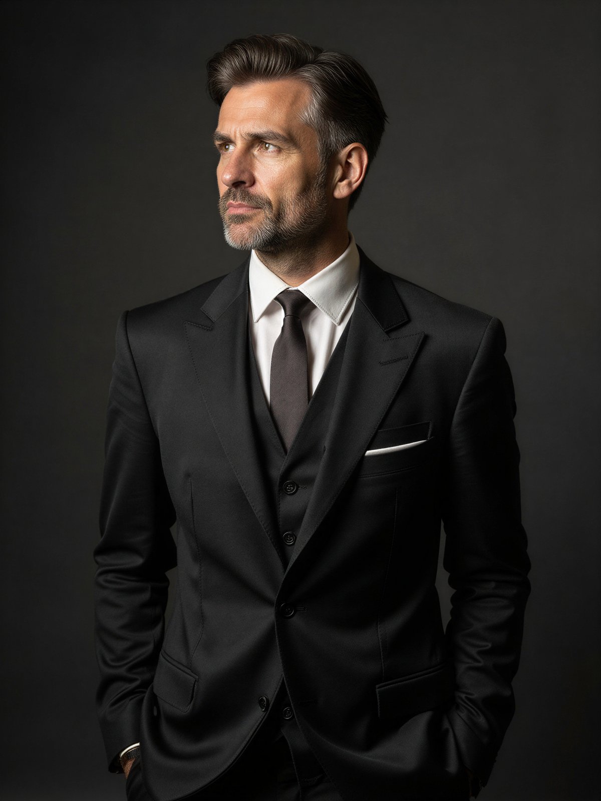 Mężczyzna Ubiera Się Pogrzeb Czarny Garnitur Formalny Ciemny