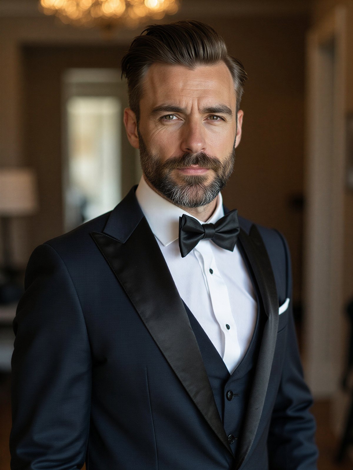 Mężczyzna Ubiera Się Wesele Garnitur Krawat Elegancki Strój