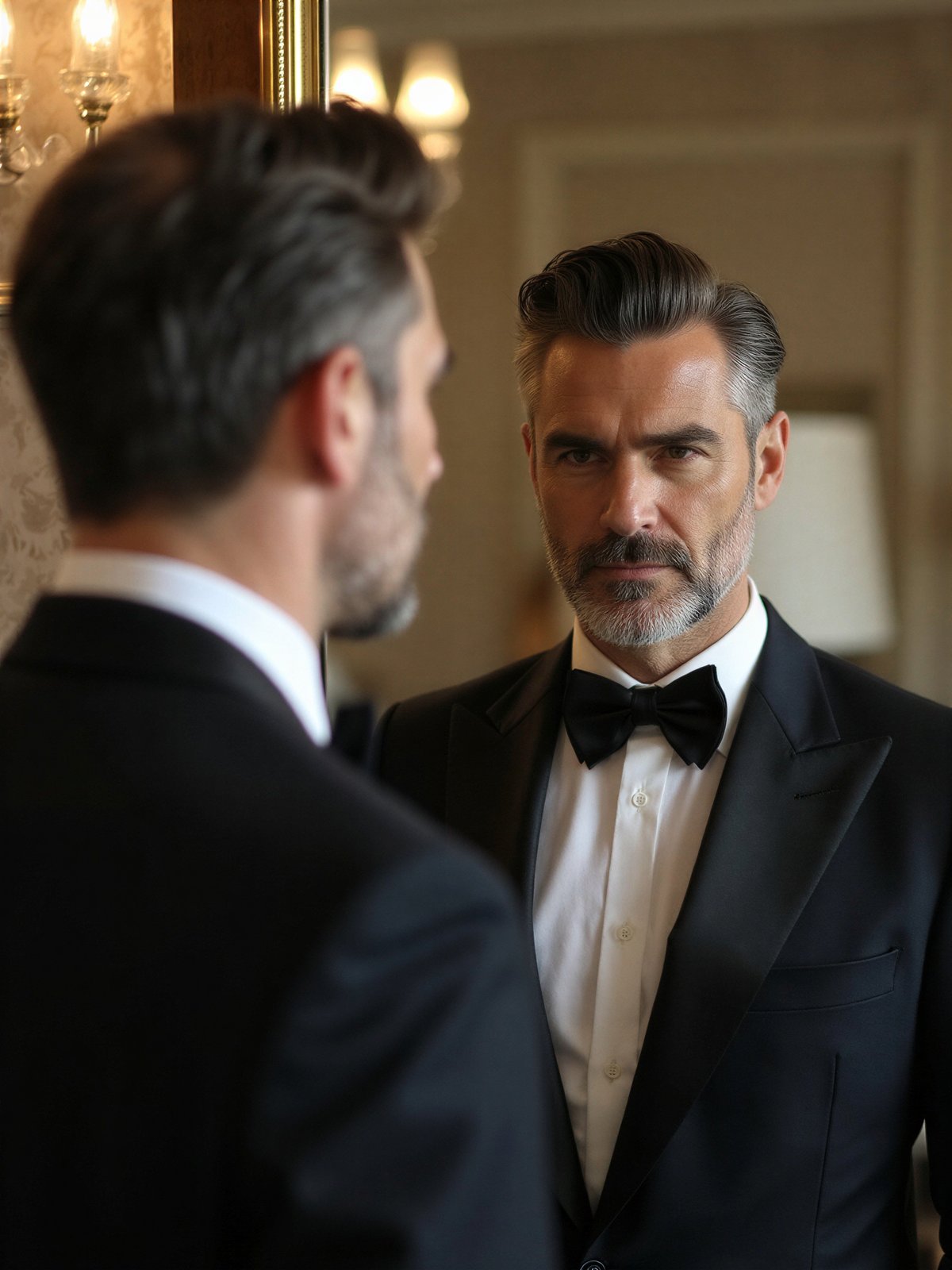 Mężczyzna Narcyz Cechy Elegancki Zadowolony Lustro Ubrany