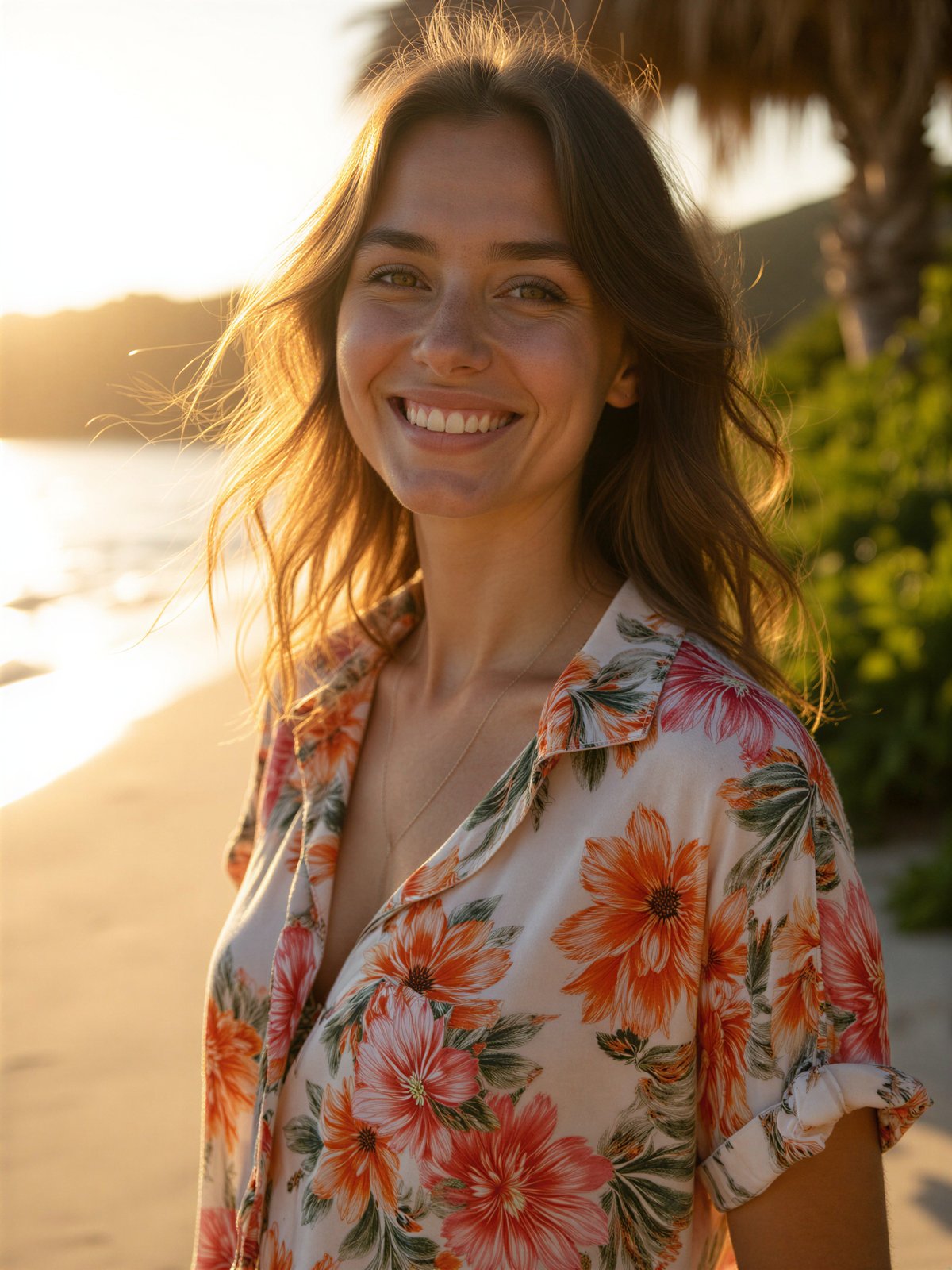 Koszula W Kwiaty Kobieta Tropikalna Kolorowa Wakacyjna Luźna