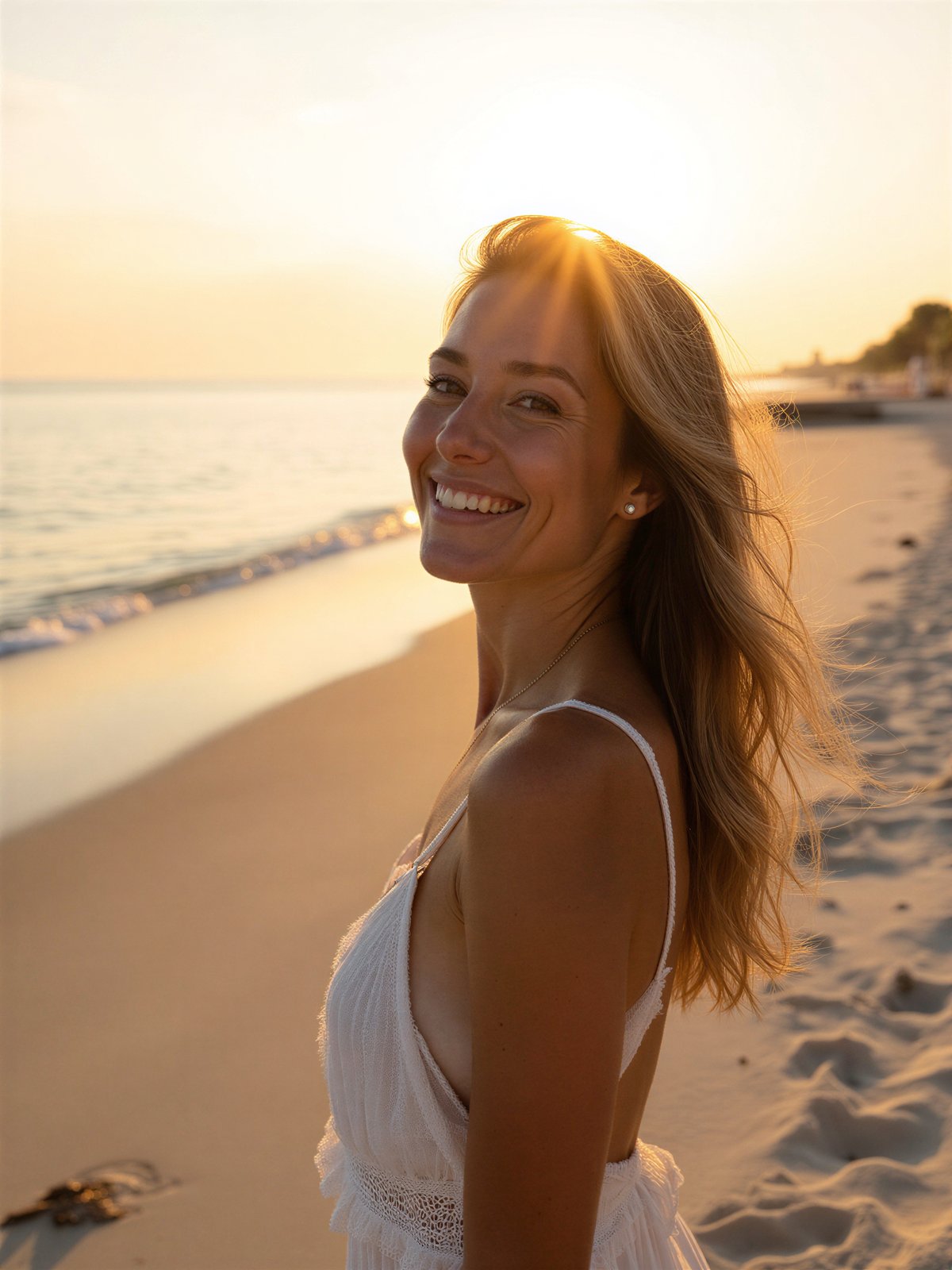 Plaża W Kątach Rybackich Osoba Relaksująca Morze Bałtyckie Piaszczysta