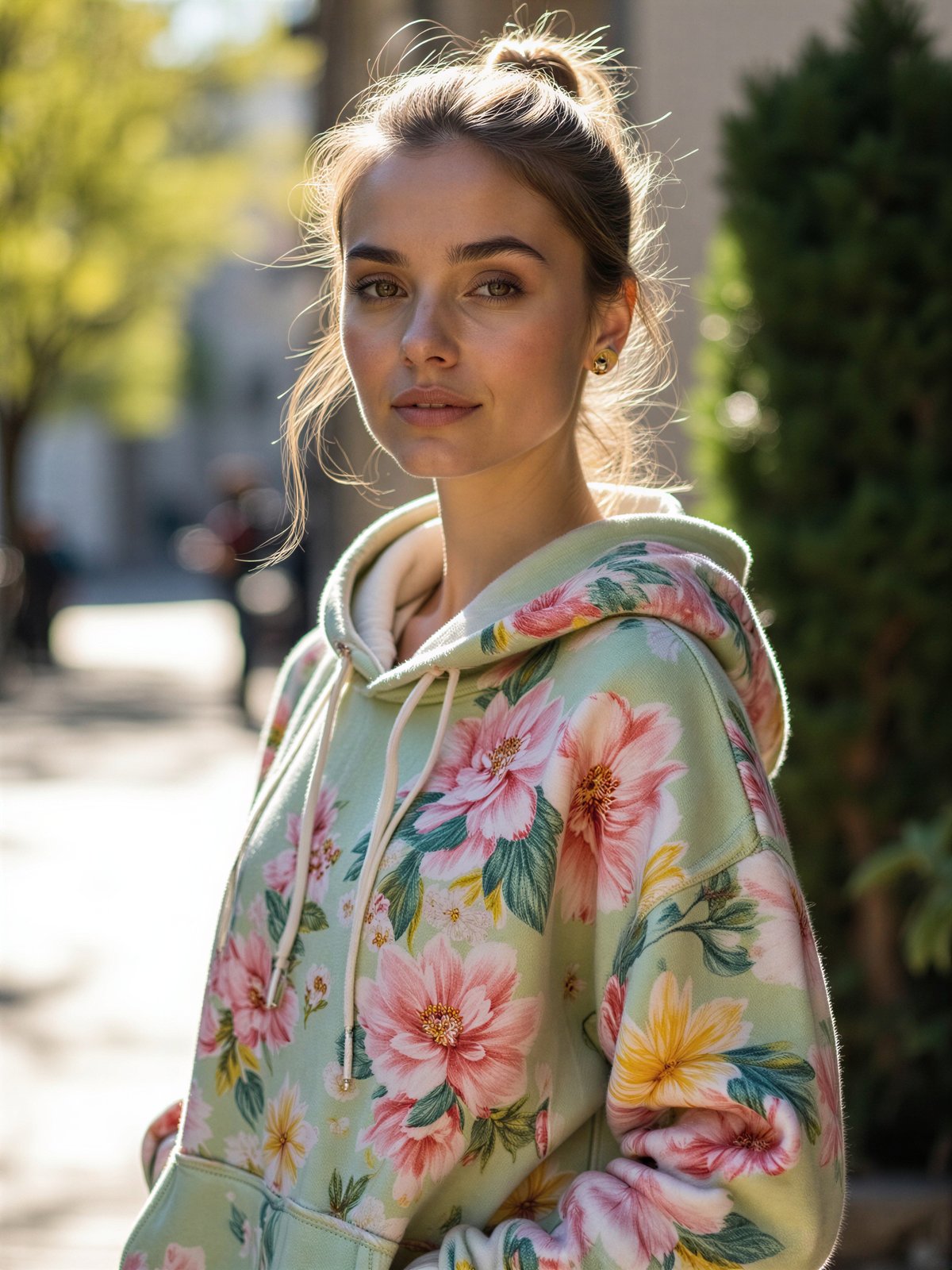 Bluza W Kwiaty Dziewczyna Kolorowa Wiosenna Modna Casual