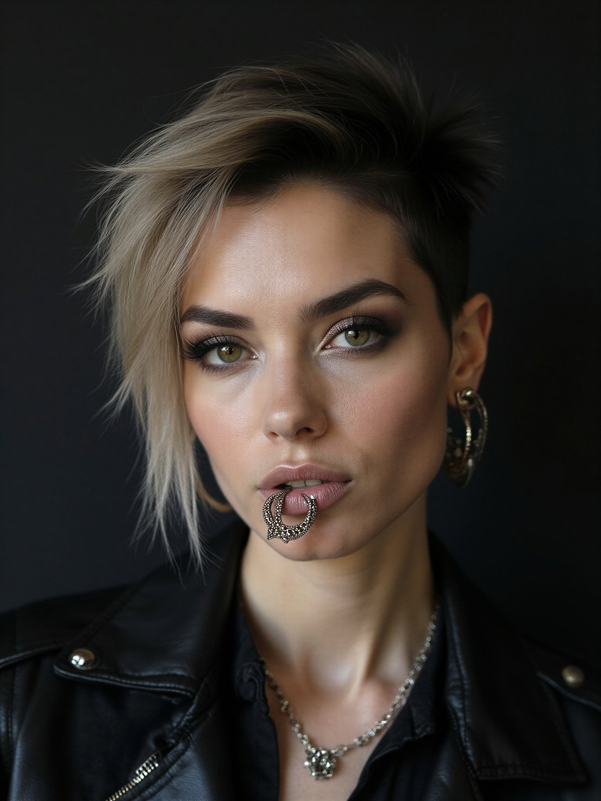 Kolczyk W Ustach Osoba Metalowy Alternatywny Punk Styl